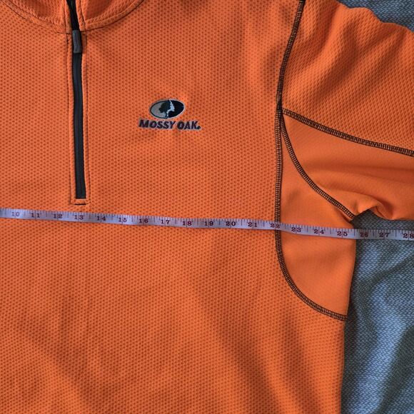 Mossy Oak Neon Orange Quarter Zip Pullover Sweater Men XL Trap Y2K Hunting Trend - Picture 4 of 5